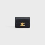 CARD HOLDER WITH FLAP TRIOMPHE IN SHINY CALFSKIN BLACK